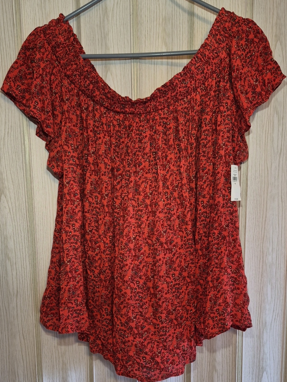 Red Floral Off-Shoulder Women's Top